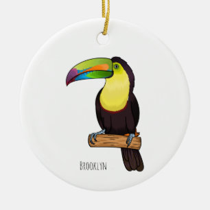 Tukan-Vogel Cartoon-Illustration mit Kielschnabel Keramik Ornament