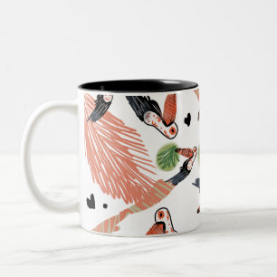 Tukan Vögel Sommer Tropische Grünpflanzen Kunst Zweifarbige Tasse