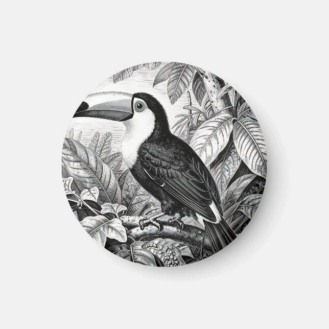 Tukane Dschungelflora Gravur Magnet (Vorne)