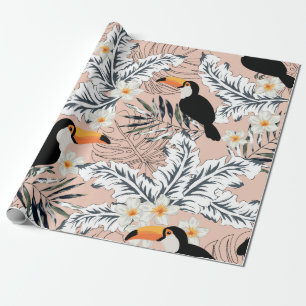 Tukane, grafische Blätter aus Palmen, Blume aus Pl Geschenkpapier