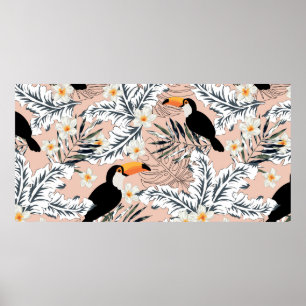 Tukane, grafische Blätter aus Palmen, Blume aus Pl Poster