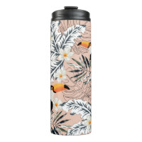 Tukane, grafische Blätter aus Palmen, Blume aus Pl