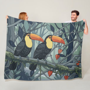 Tukane im Regen – Ästhetischer tropischer Vogel  Fleecedecke