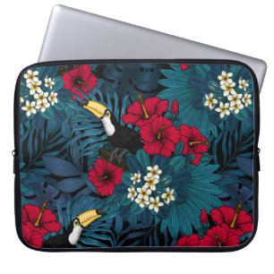 Tukane und tropische Flora, grün und rot Laptopschutzhülle