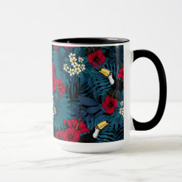 Tukane und tropische Flora, grün und rot Tasse
