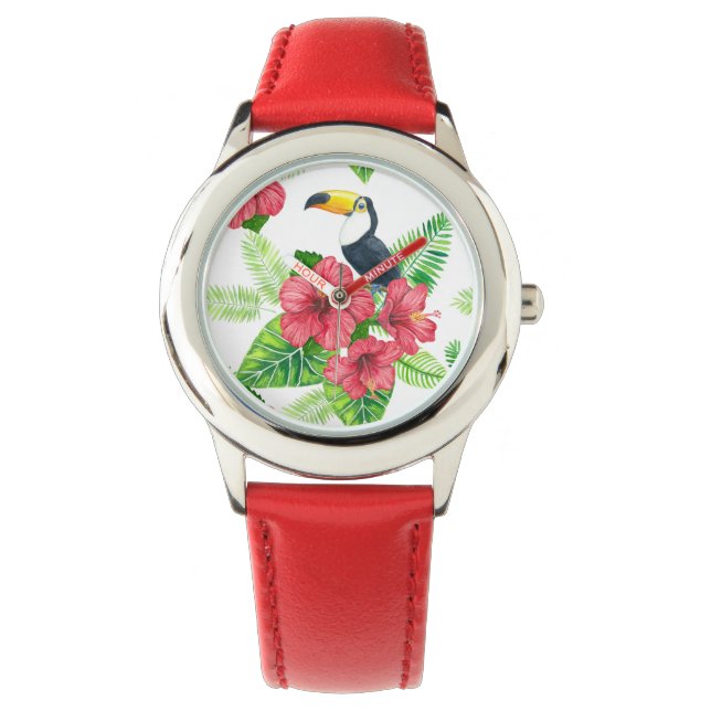 Tukanisches und tropisches Bouquet Armbanduhr (Vorderseite)