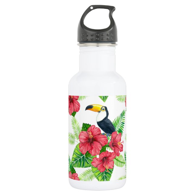 Tukanisches und tropisches Bouquet Edelstahlflasche (Vorderseite)