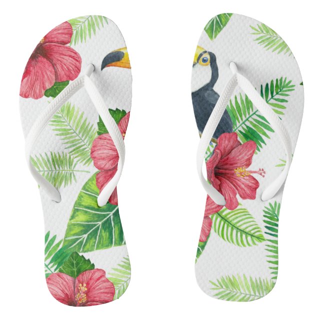Tukanisches und tropisches Bouquet Flip Flops (Fußbett)