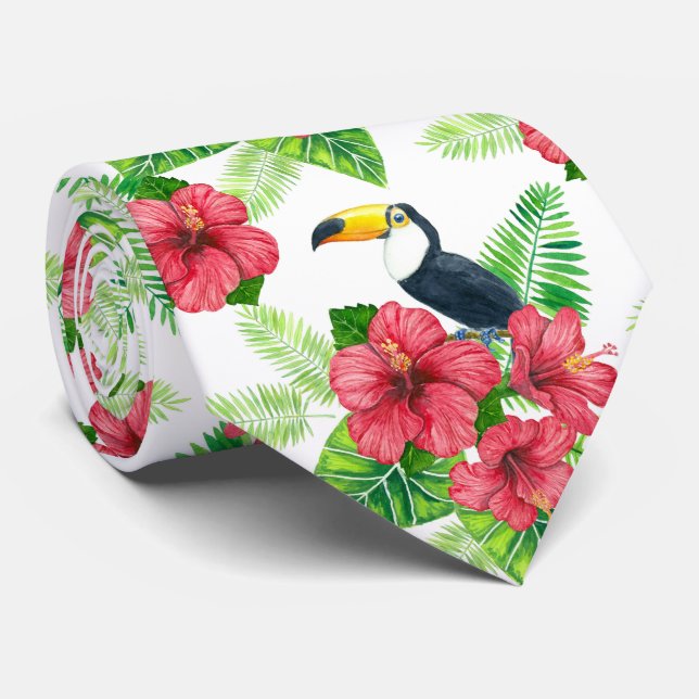 Tukanisches und tropisches Bouquet Krawatte (Gerollt)