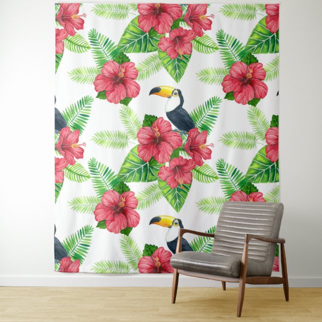 Tukanisches und tropisches Bouquet Wandteppich (Beispiel)