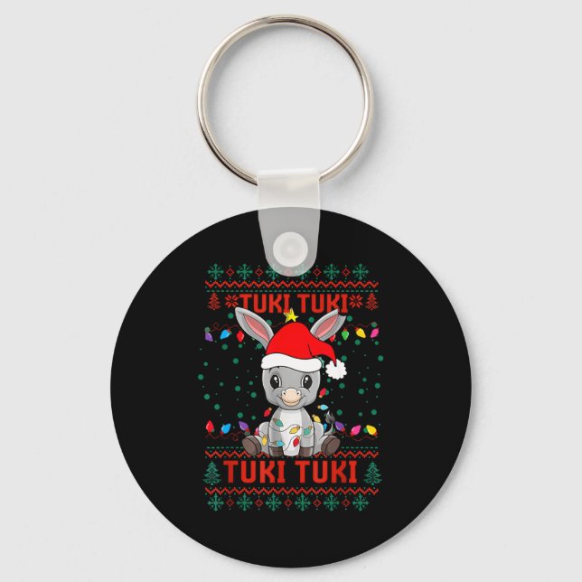 Tuki Tuki Santa Hat Spanish Mexican Christmas Swea Schlüsselanhänger (Vorderseite)