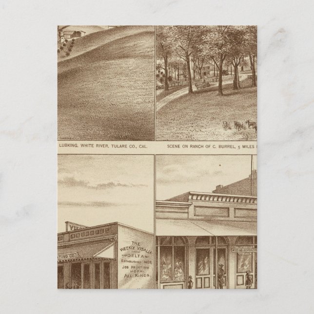 Tulare Co ranches, Büros Postkarte (Vorderseite)