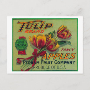 Tulip Apple Crate LabelYakima, WA Postkarte