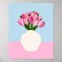 Tulip Arrangement Blumenvase Rosa und Blau