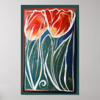 Tulip Artwork, blaue und rote Tulpen