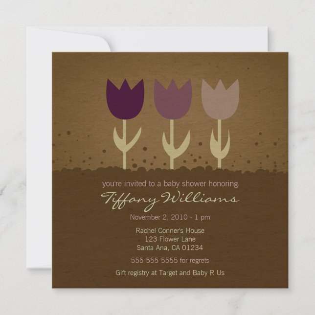 Tulip Baby Shower Einladung (Vorderseite)