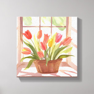 Tulip Basket   Aquarellbild Leinwanddruck