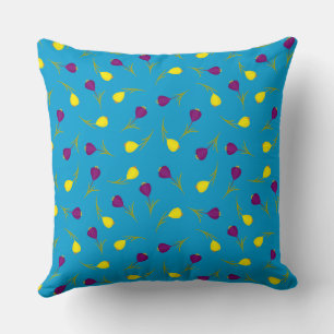 Tulip Blue Floral Repeat Muster Art Kissen