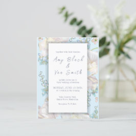 Tulip Blue Floral Wedding Einladungspostkarte