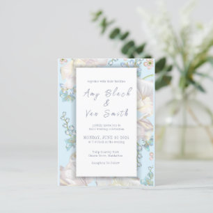 Tulip Blue Floral Wedding Einladungspostkarte