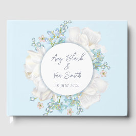 Tulip Blue Floral Wedding Gästebuch