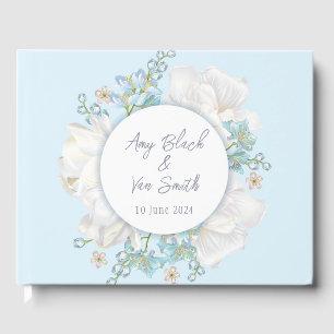 Tulip Blue Floral Wedding Gästebuch