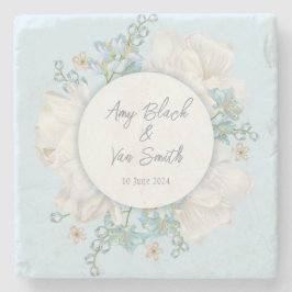 Tulip Blue Floral Wedding Steinuntersetzer