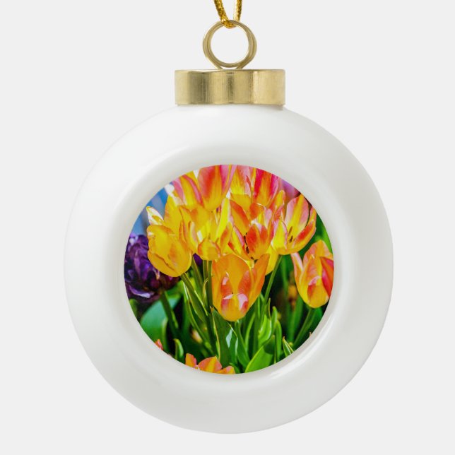 Tulip-Blume - Geblüht Keramik Kugel-Ornament (Vorderseite)