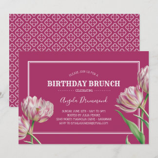 Tulip Blume Geburtstag Brunch Rosa Einladung