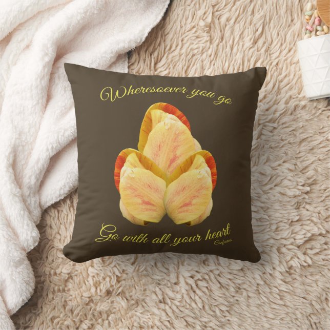 Tulip Blume geht mit Ihrem Herzen Inspiration Kissen (Decke)