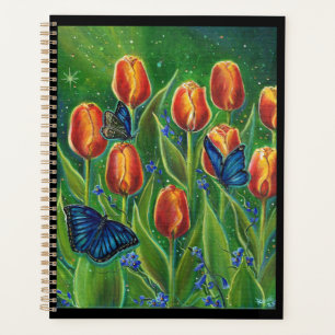 Tulip-Blume mit Schmetterlingen von Renee Lavoie Planer
