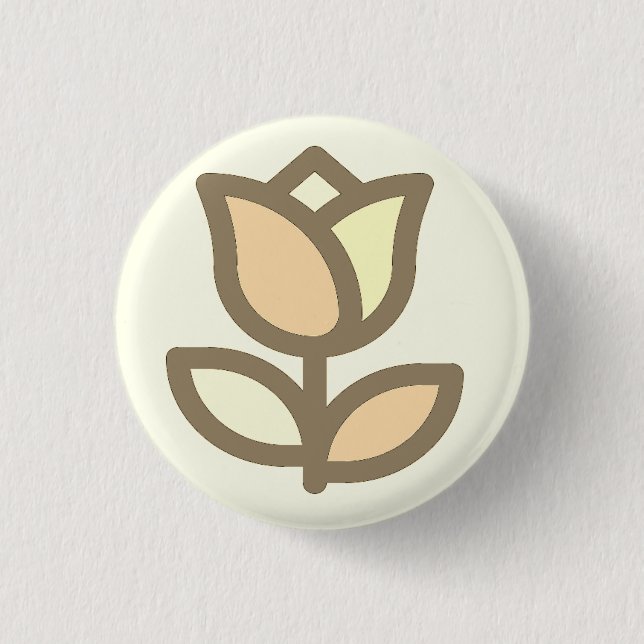 Tulip Blume Muster Creme Hintergrund Button (Vorderseite)