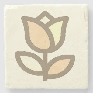 Tulip Blume Muster Creme Hintergrund Steinuntersetzer