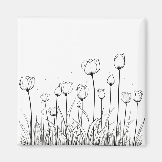 Tulip Blume Tulipa Floral Stift Design Magnet (Vorne)