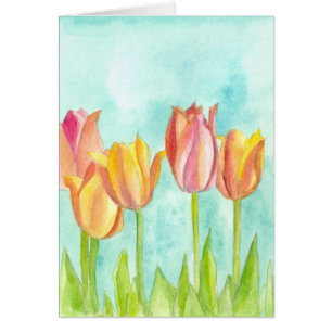 Tulip Blume Wasserfarbener Frühlingsgarten Leere