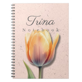 Tulip-Blumen-Notizbuch Name | Pastell-Tagebuch Notizblock