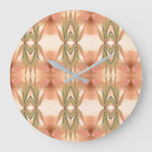 Tulip Blumenuhr mit Grün und Korallen Große Wanduhr