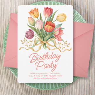 Tulip Bouquet Birthday Party Einladung