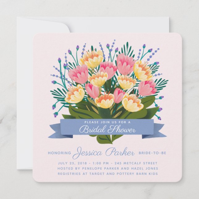 Tulip Bouquet Bridal Dusche Einladung (Vorderseite)