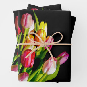 Tulip Bouquet Malerei Original Garden Blume Kunst, Geschenkpapier Set