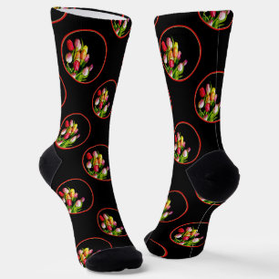 Tulip Bouquet Malerei Original Garden Blume Kunst, Socken