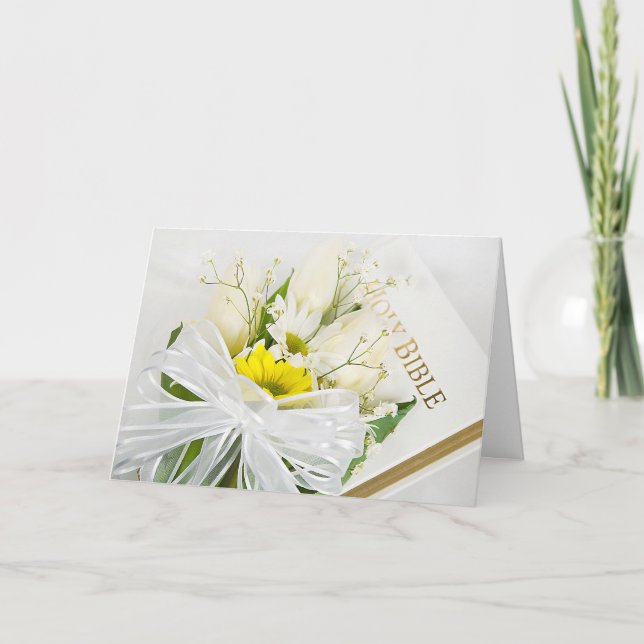 Tulip Bouquet über Hochzeitsbibel Karte (Vorderseite)