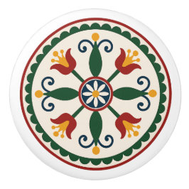 Tulip & Daisy Floral Pennsylvania Dutch Hex Sign K Keramikknauf