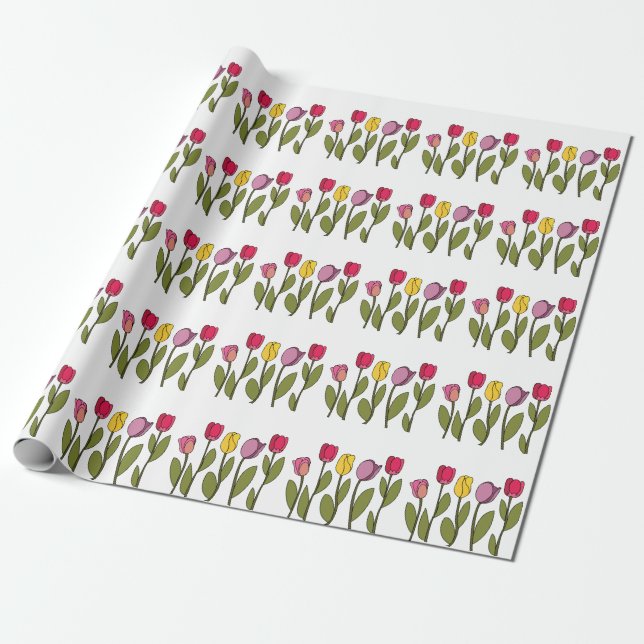 Tulip farbenfrohe Blumenhaut Geschenkpapier (Ungerollt)