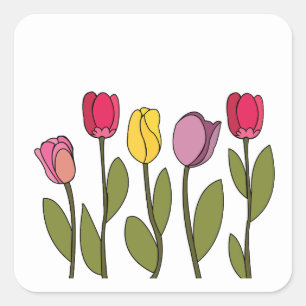 Tulip farbenfrohe Blumenhaut Quadratischer Aufkleber