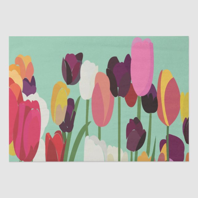 Tulip Farbige Blume Blumenstrauß Seidenpapier (Vorderseite)