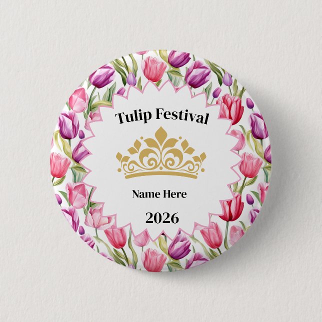Tulip Festival Royalty Button Pin (Vorderseite)