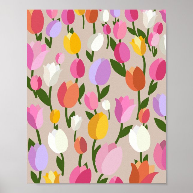 Tulip Field 03 Farbenfrohe Blüte Poster (Vorne)