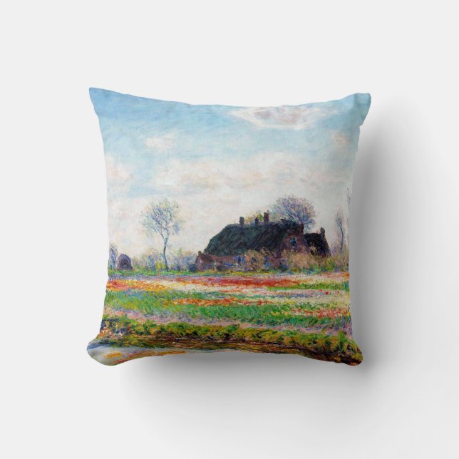 Tulip Fields in den Niederlanden, Monet Kissen (Vorderseite)