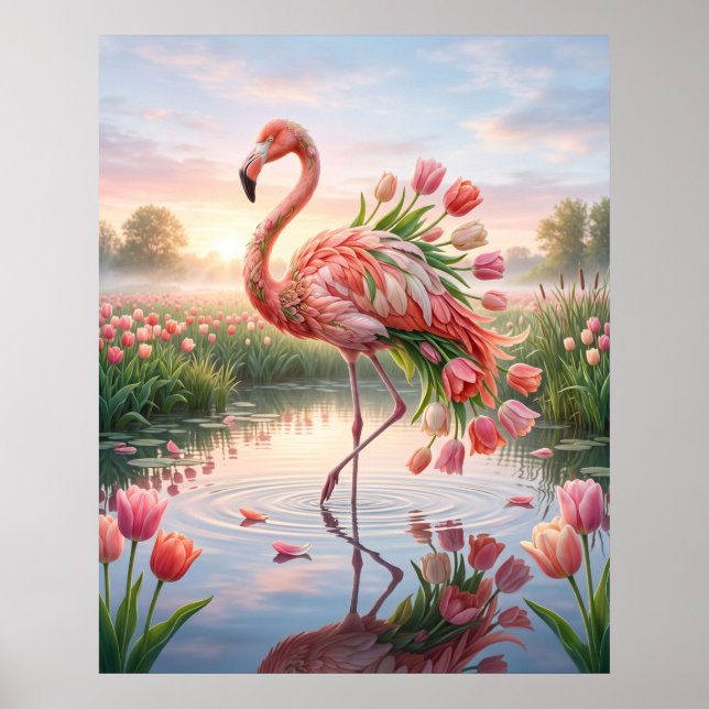 Tulip Flamingo Mirror Marsh Poster (Vorne)